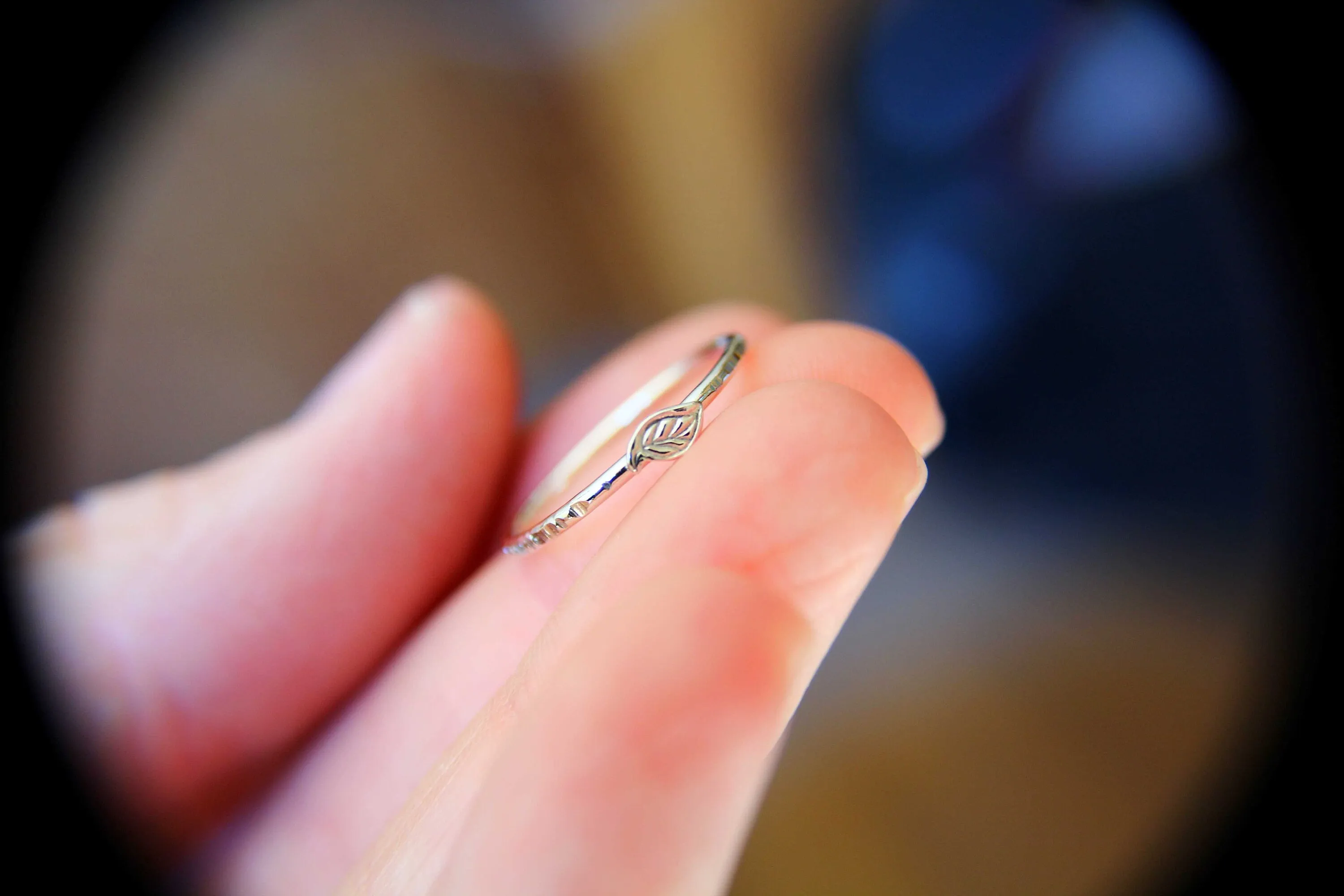 Leaf Ring, Stacking Ring, Nature Jewelry, Simple Silver Ring, Gift, Textured Ring, Boho Ring, Unique Ring, Minimalist, Leaf Jewelry