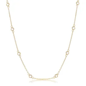 Lecia 16” Gold CZ Round Bezel Saturn Necklace