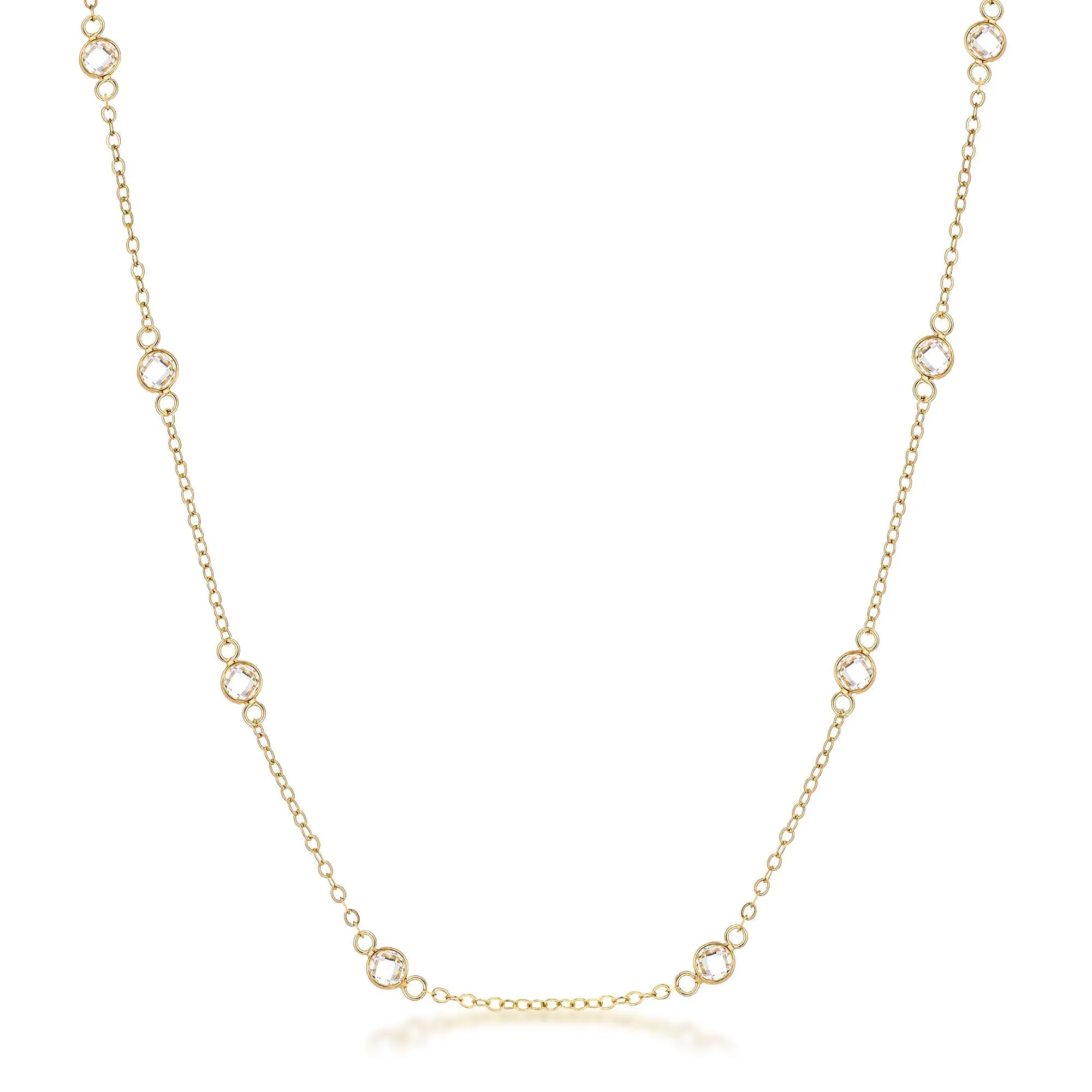 Lecia 16” Gold CZ Round Bezel Saturn Necklace