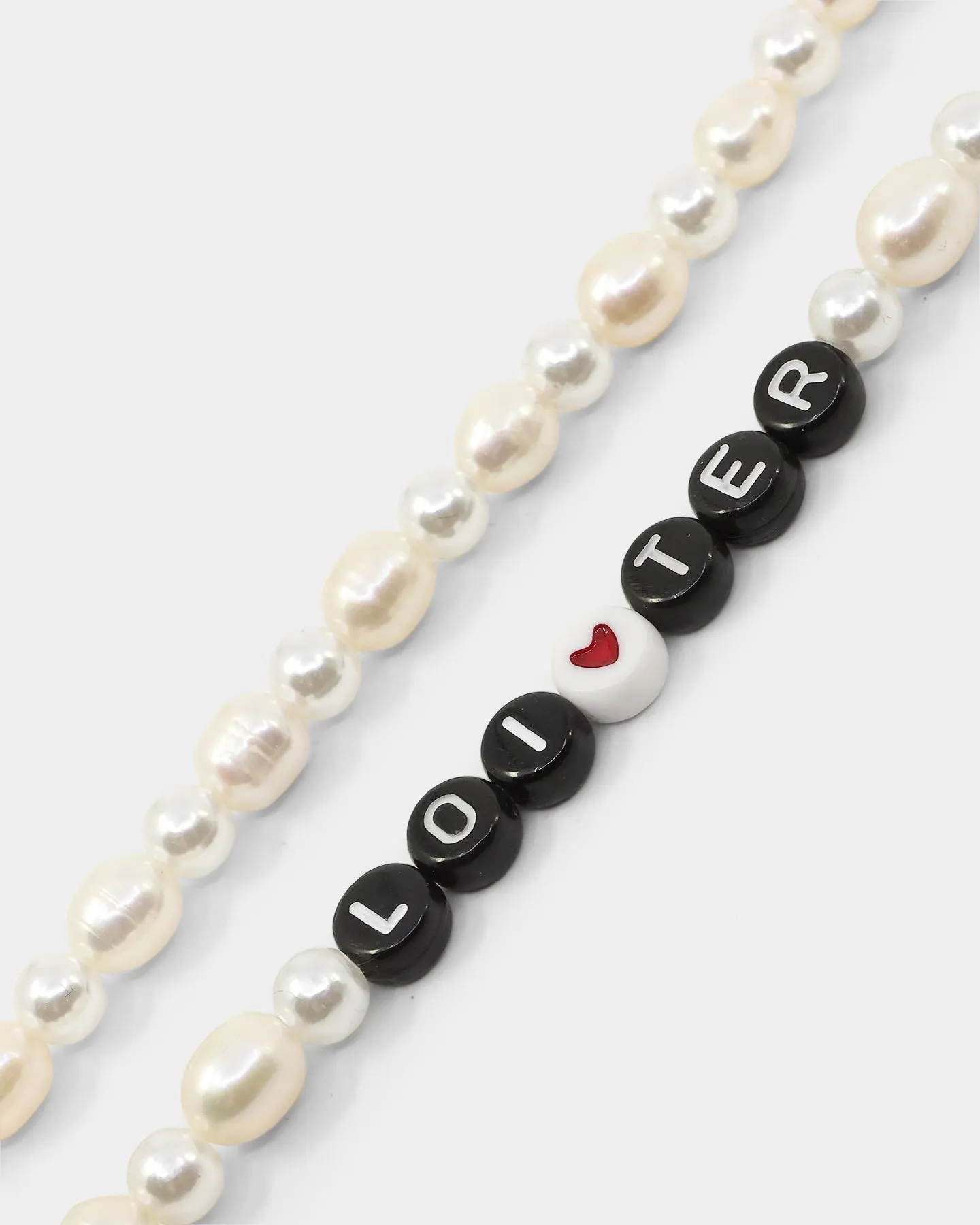 Loiter Beaded Pearl Necklace White/Black