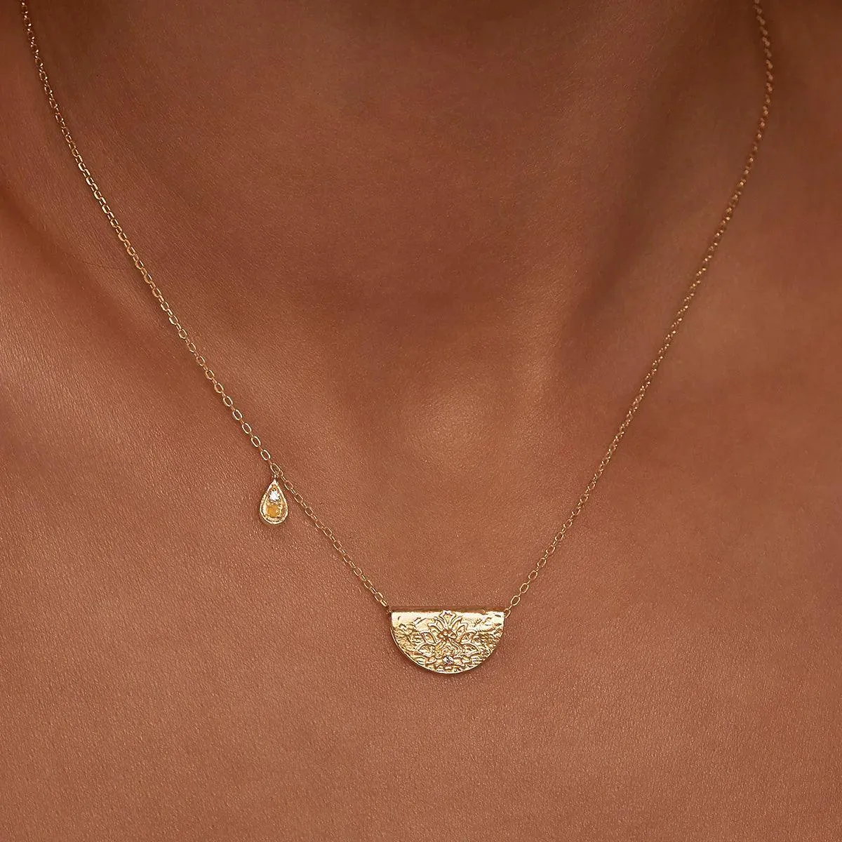 Lotus Birthstone Necklace | November