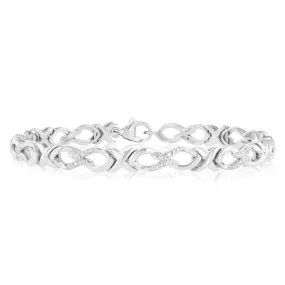 Luminesce Lab Grown Brilliant Cut Bezel Shape 0.09Ct Diamond Bracelet in Sterling Silver