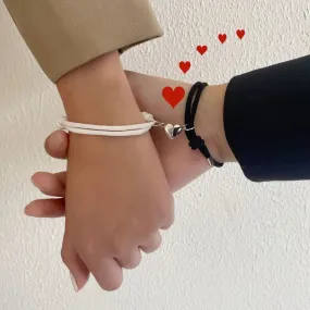 Magnetic Couple Bracelet with Heart Lock – Unique Bonding Accessory