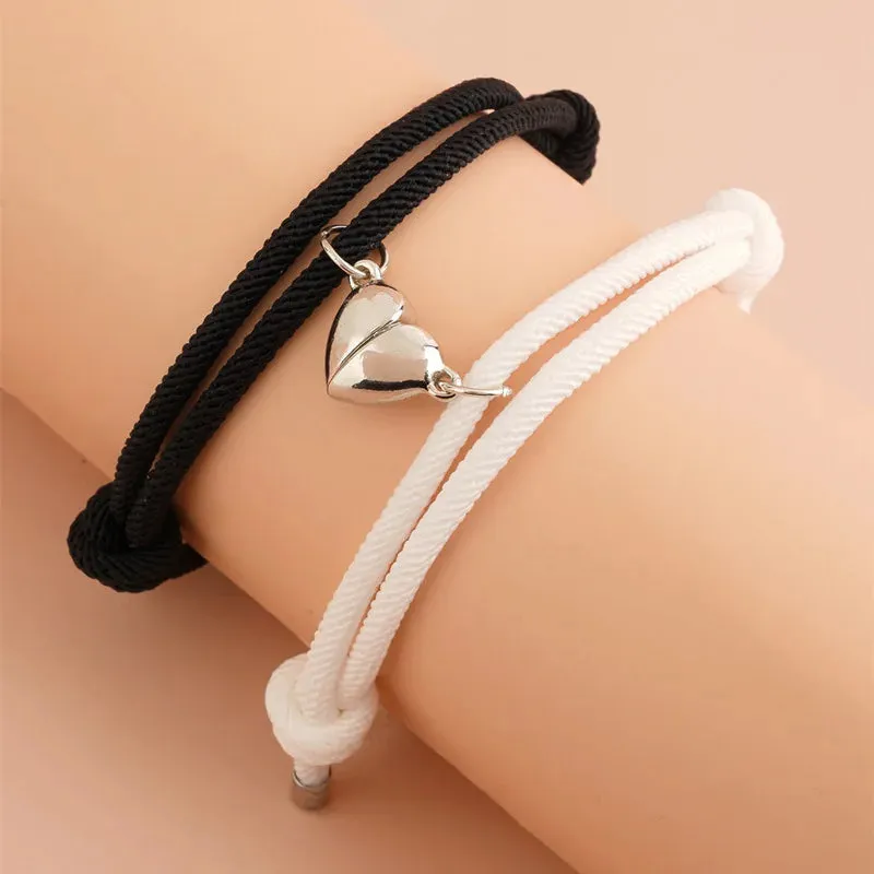 Magnetic Couple Bracelet with Heart Lock – Unique Bonding Accessory