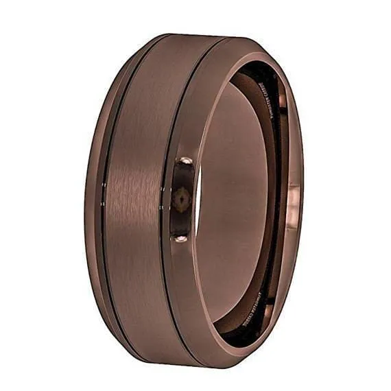 Marcus Men's Brown Tungsten Wedding Band With Beveled Edges - 8 mm