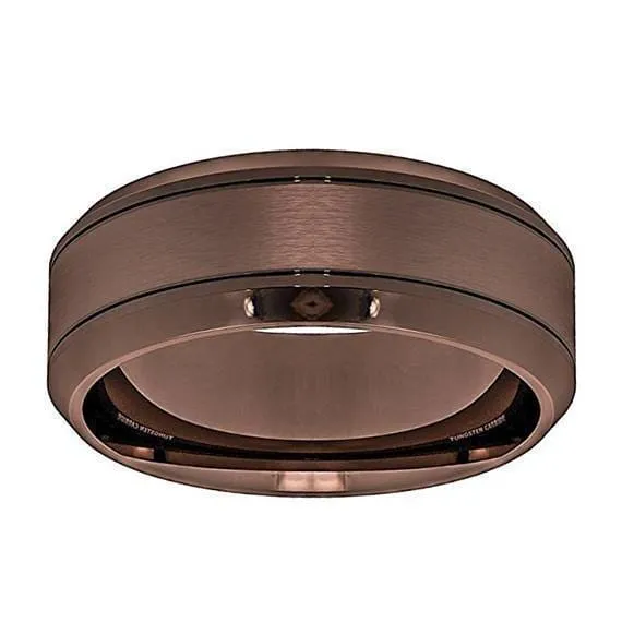 Marcus Men's Brown Tungsten Wedding Band With Beveled Edges - 8 mm