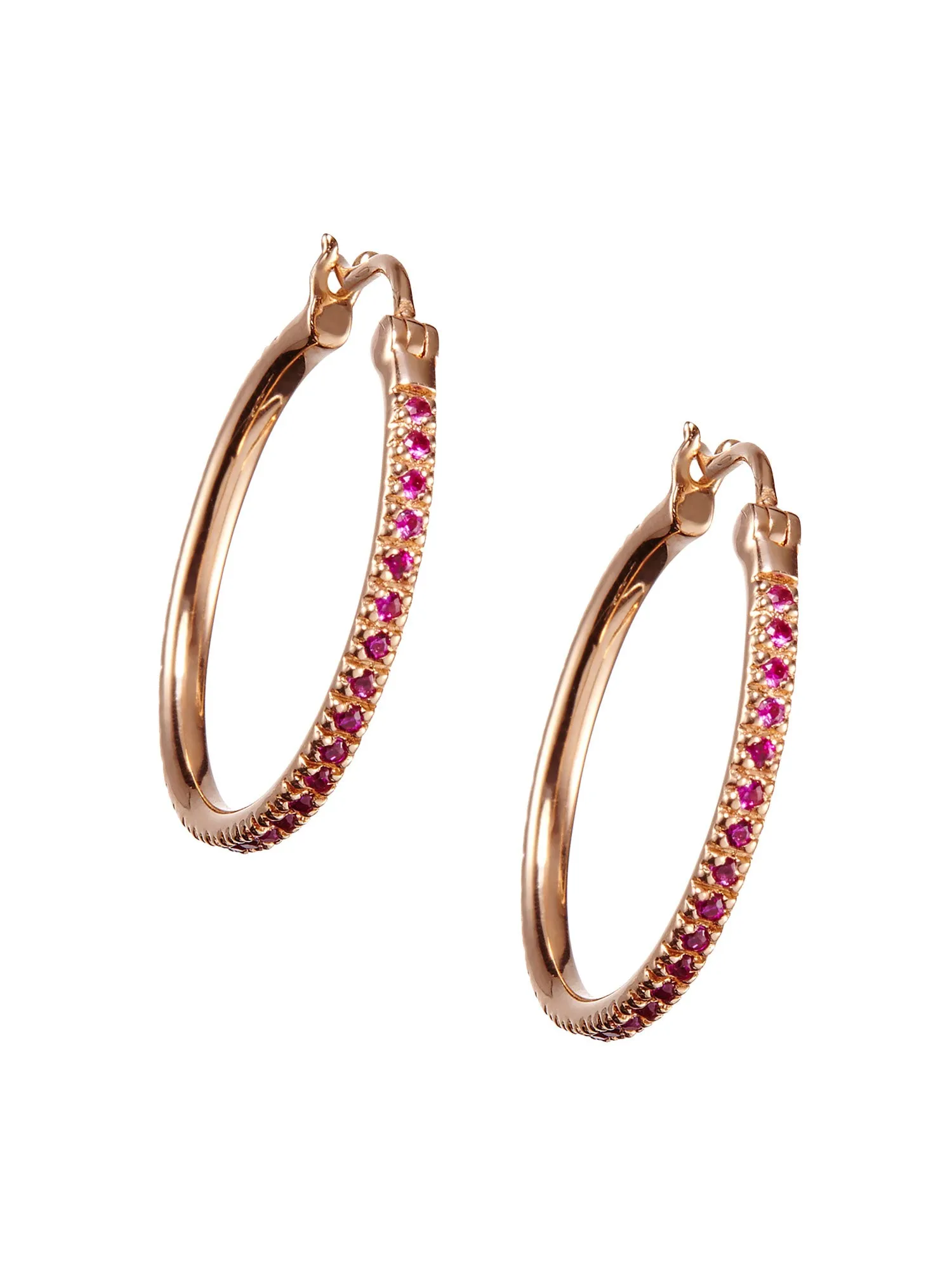 Medium Pavé Ruby Hoop Earrings