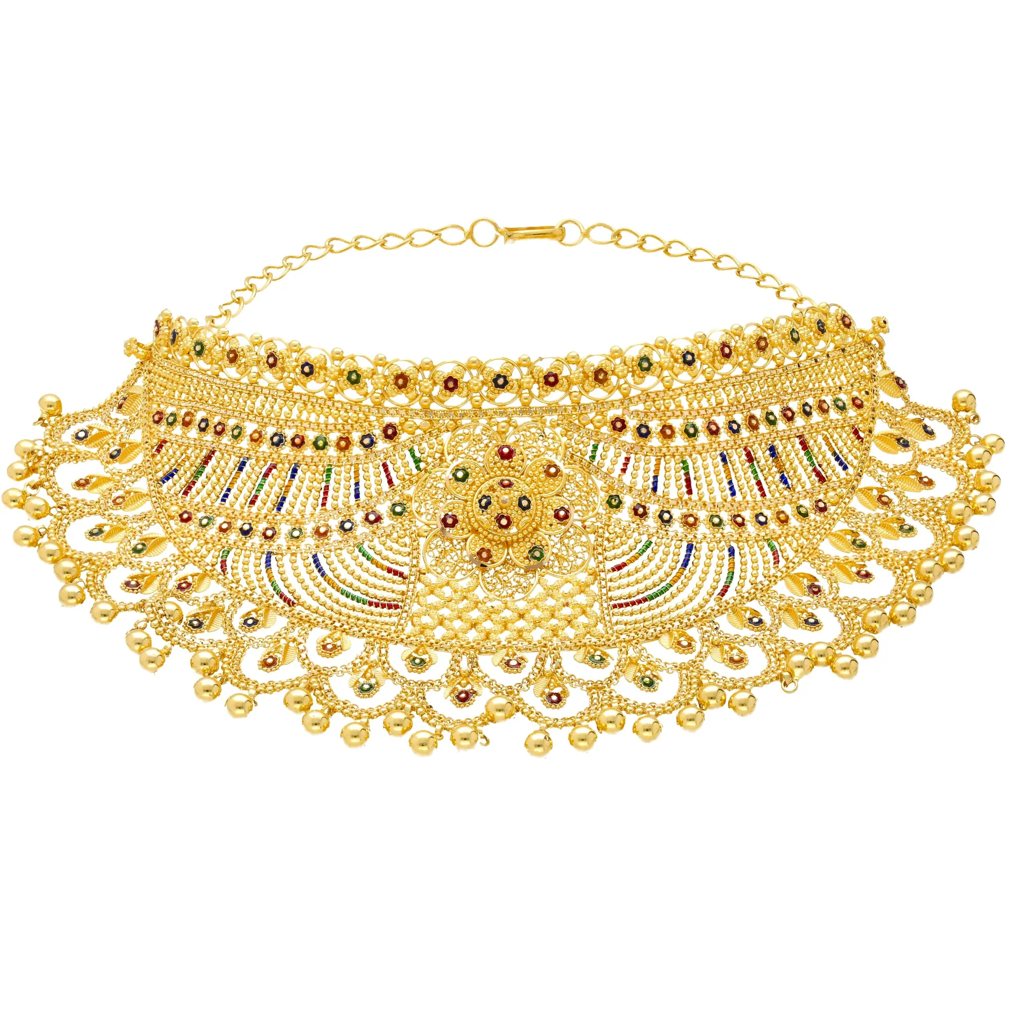 Meenakari Choker Set in 22K Yellow Gold (110.9gm)