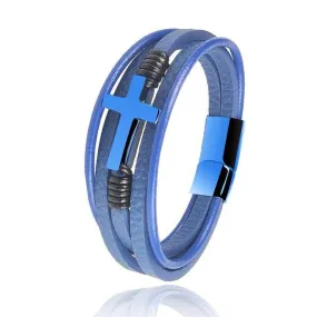 Men's Cross Bracelet <br> Blue Cross