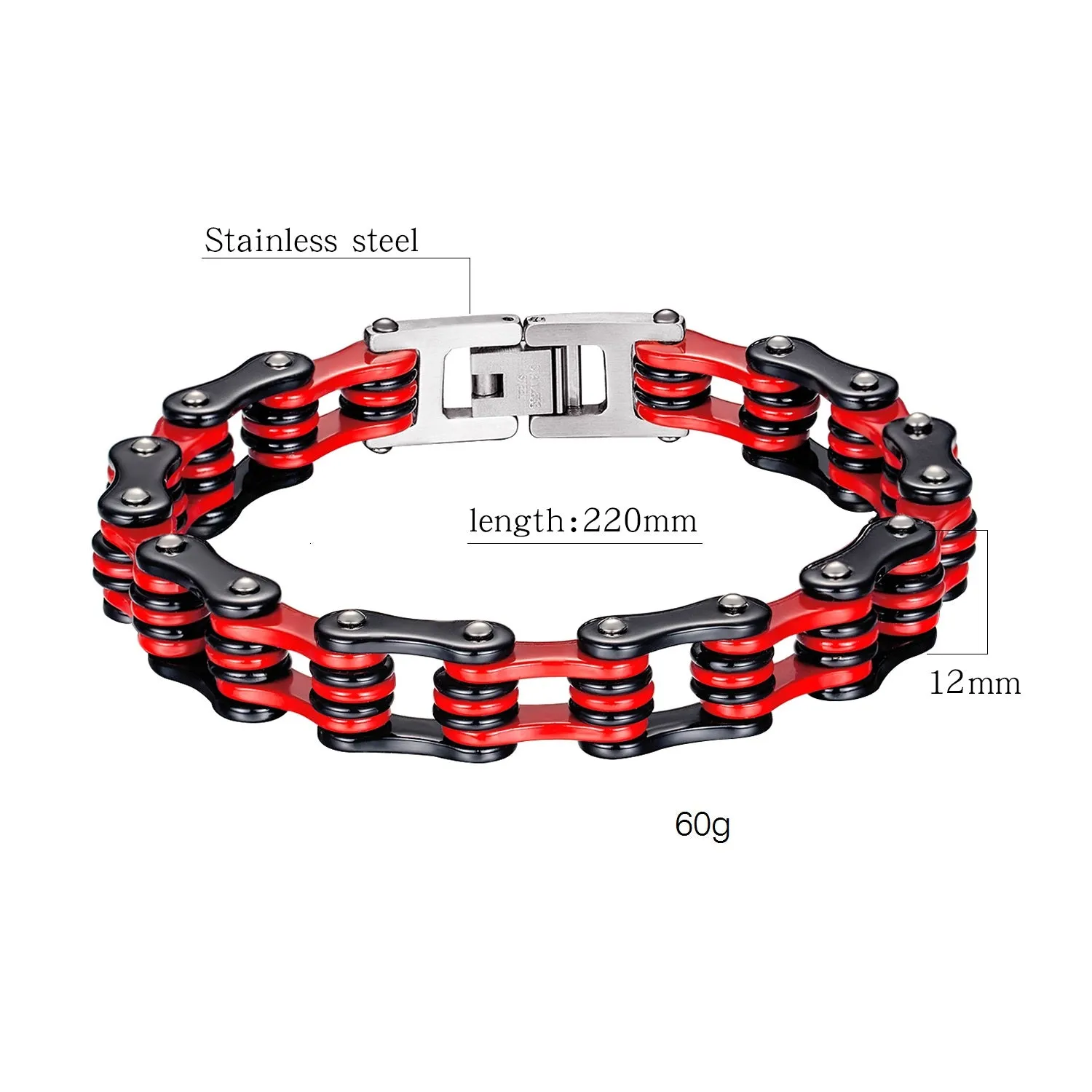 Men's Fashion Black and Red Harley Bike Bracelet