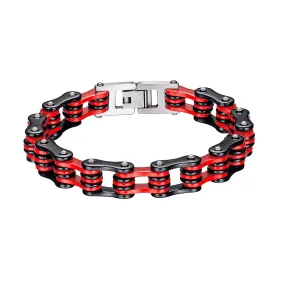 Men's Fashion Black and Red Harley Bike Bracelet