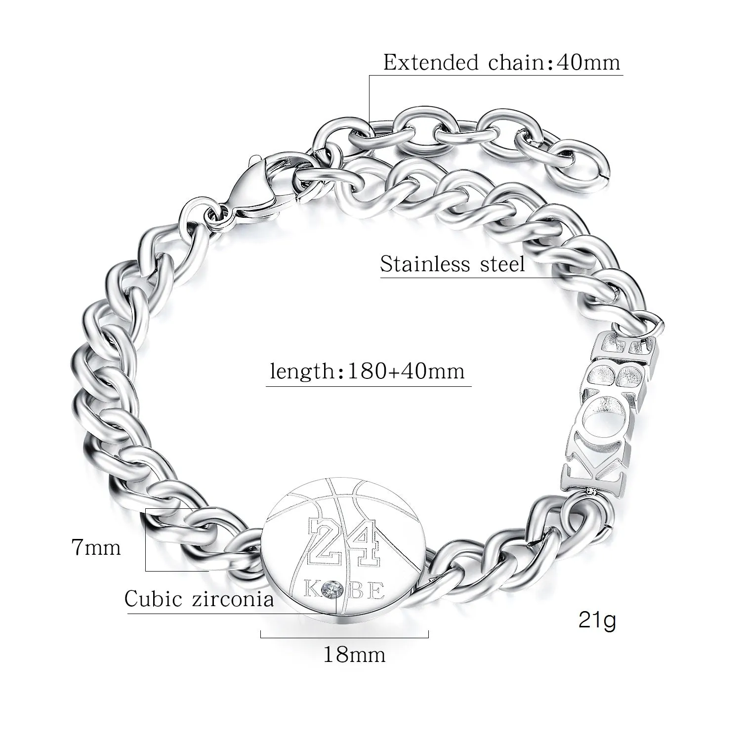 Men's Fashion NBA Star Kobe Bracelet