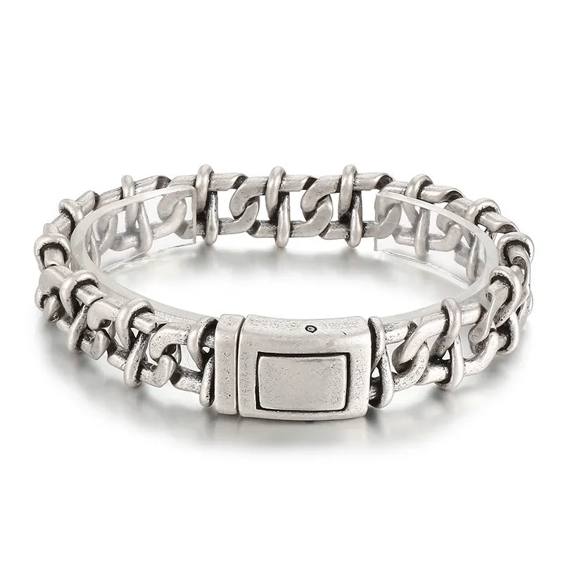 Men's Retro Titanium Steel Bracelet with Niche Temperament Infinite Symbol Design