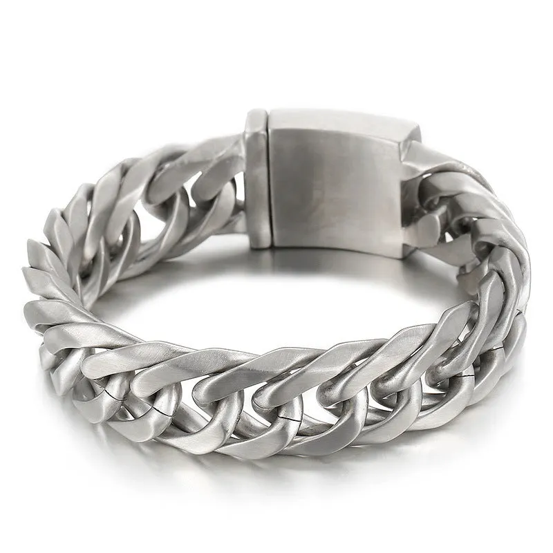 Men's Solid Color Titanium Steel Bracelet - European and American Street Fashion Style