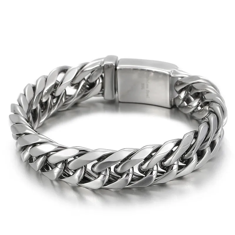 Men's Solid Color Titanium Steel Bracelet - European and American Street Fashion Style