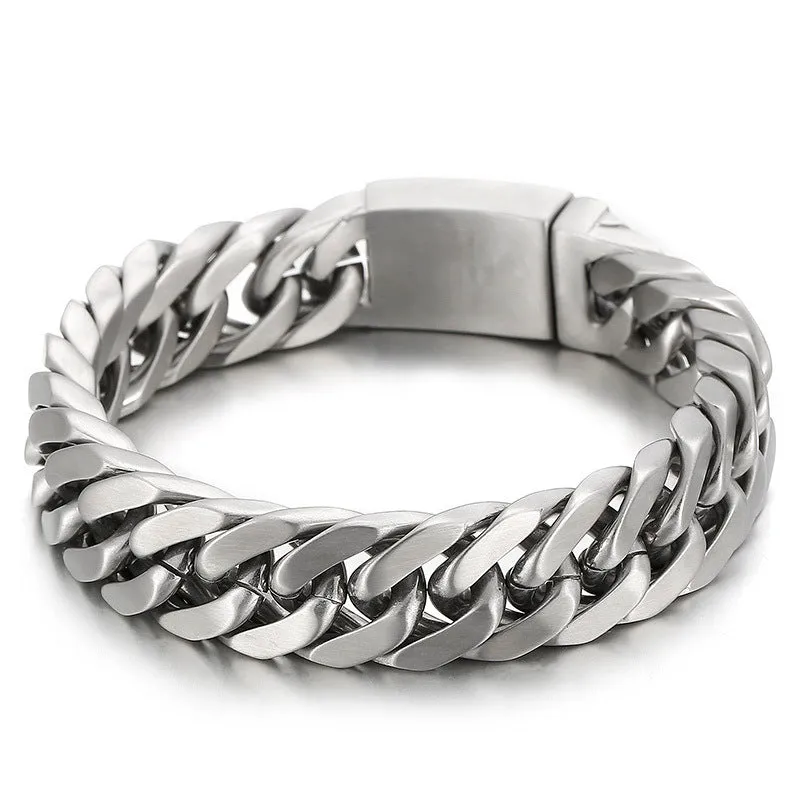 Men's Solid Color Titanium Steel Bracelet - European and American Street Fashion Style