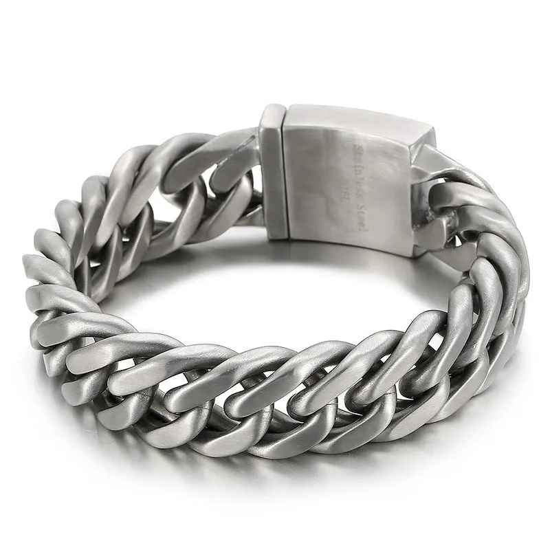 Men's Solid Color Titanium Steel Bracelet - European and American Street Fashion Style