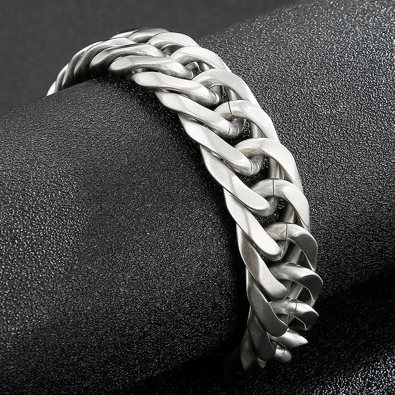 Men's Solid Color Titanium Steel Bracelet - European and American Street Fashion Style