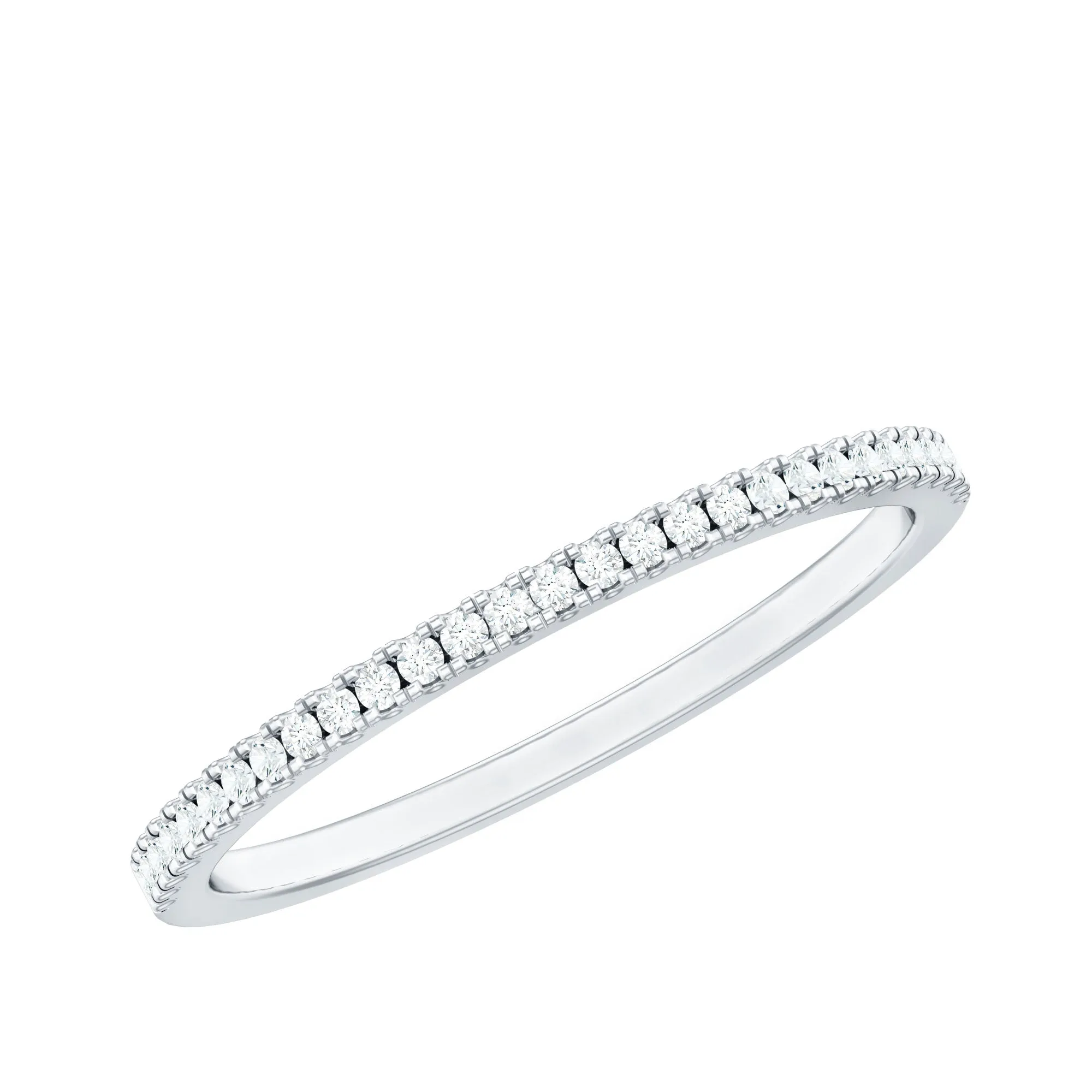 Minimalist Diamond Stackable Half Eternity Ring in French Pave Setting