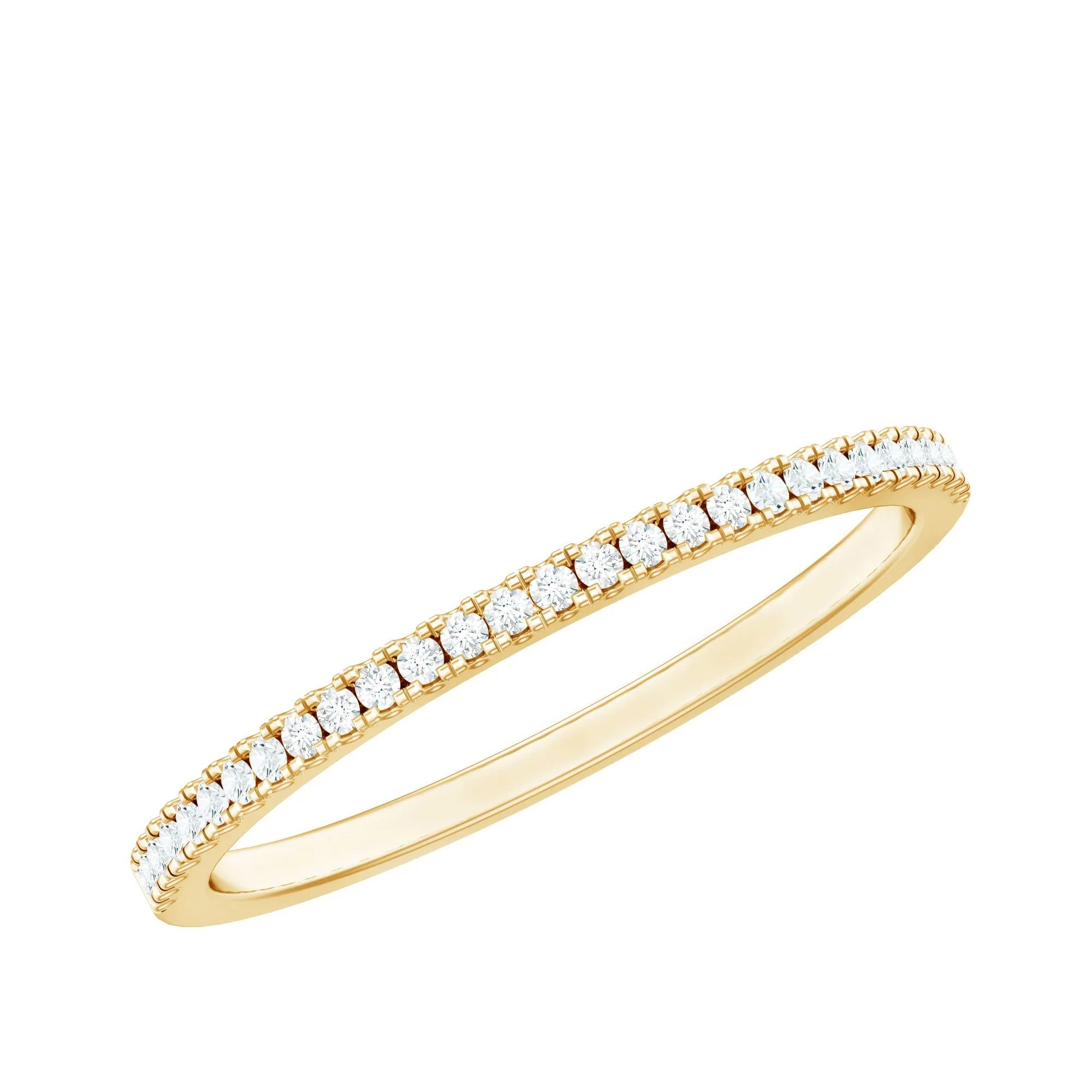 Minimalist Diamond Stackable Half Eternity Ring in French Pave Setting