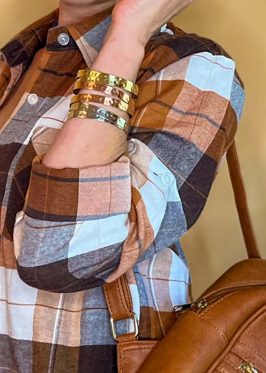 Mixed Metal Hammered Cuff Bracelet