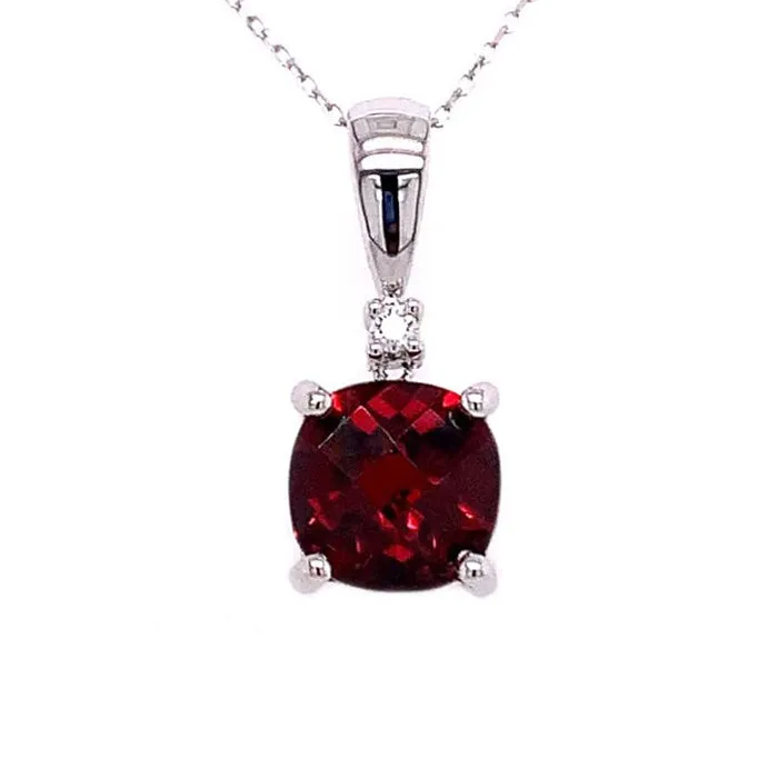 Mountz Jewelers Garnet Pendant in 14K White Gold