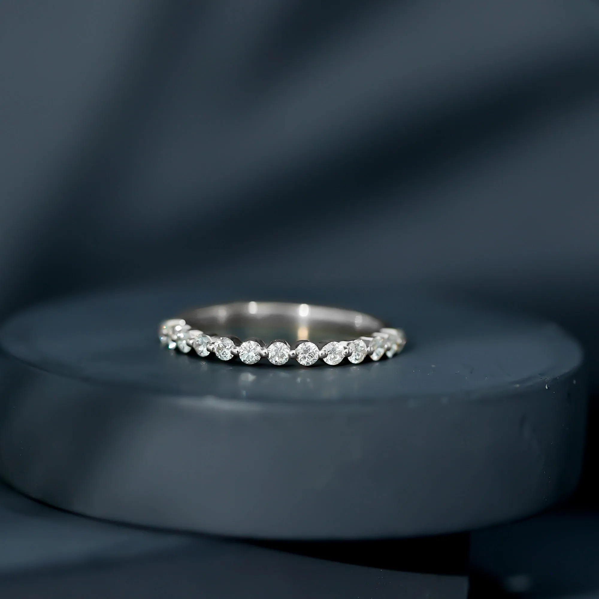 Natural Diamond Half Eternity Stackable Ring