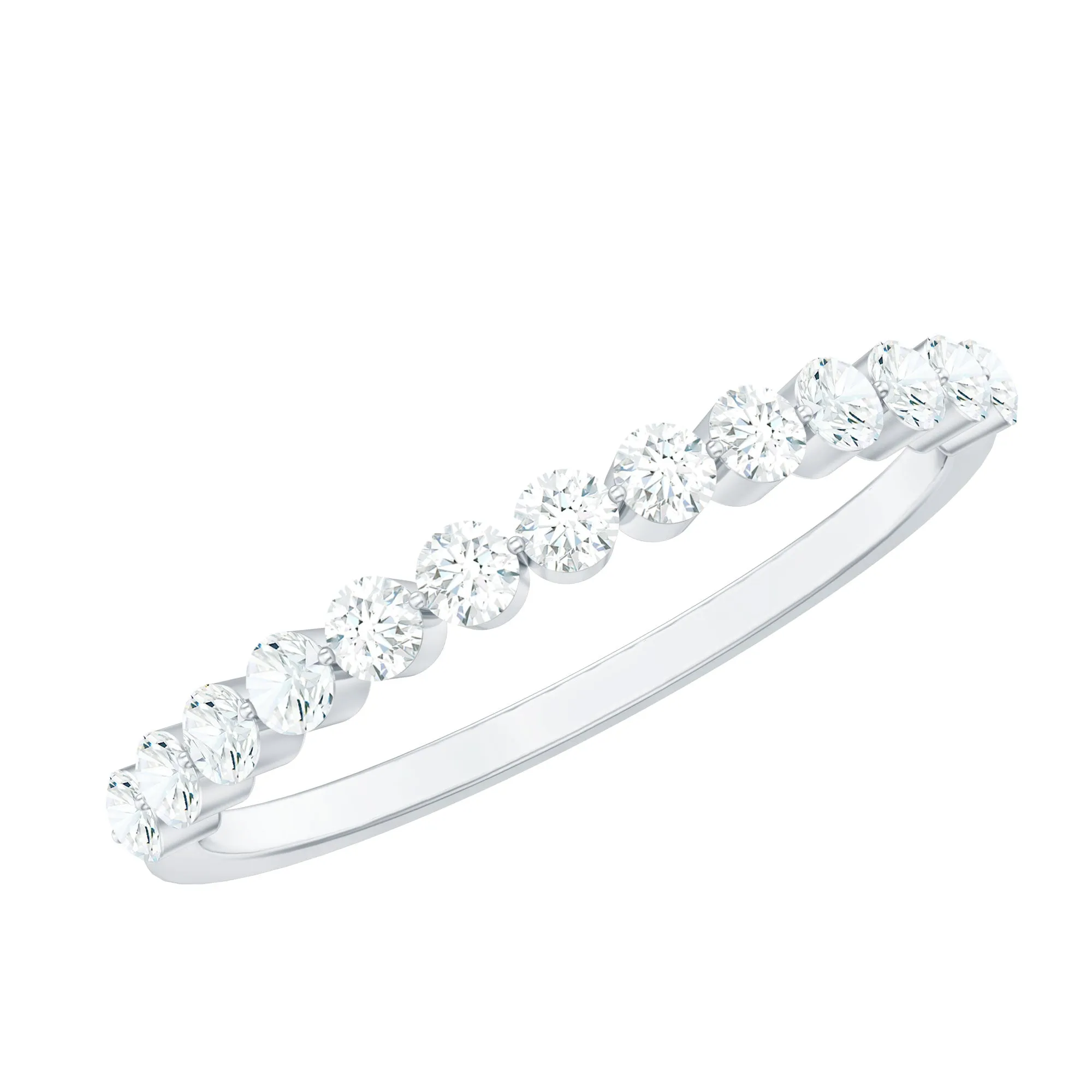 Natural Diamond Half Eternity Stackable Ring