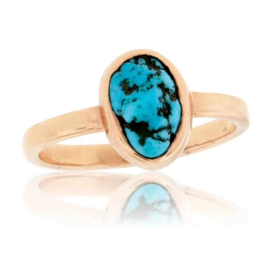 Natural Kingman Turquoise in Hand Fabricated Ring