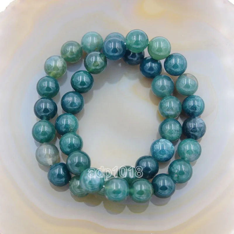 Natural Moss Agate Gemstone Beads Stretch Bracelet Healing Reiki