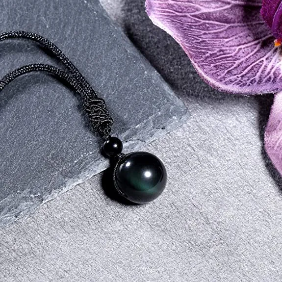 Natural Obsidian Chakra Necklace