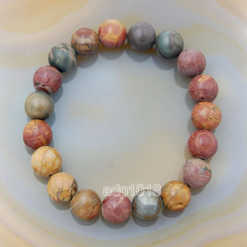 Natural Picasso Jasper Gemstone Beads Stretch Bracelet Healing Reiki