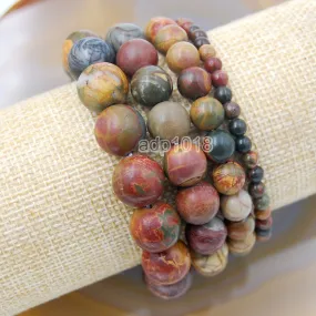 Natural Picasso Jasper Gemstone Beads Stretch Bracelet Healing Reiki