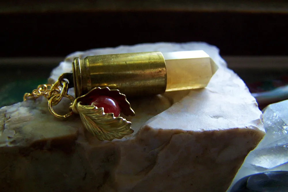 Natural Yellow Citrine Bullet Carnelian Bittersweet Pendant