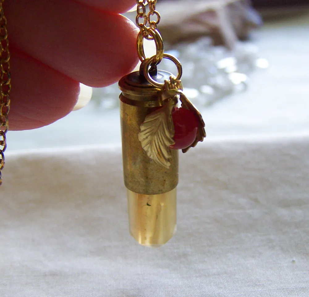 Natural Yellow Citrine Bullet Carnelian Bittersweet Pendant