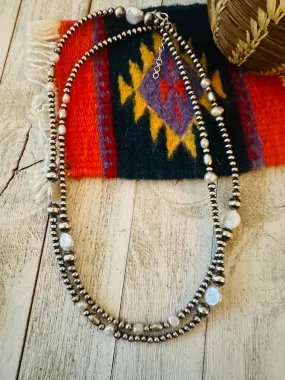 Navajo Pearl & Freshwater Pearl Beaded Necklace 40”