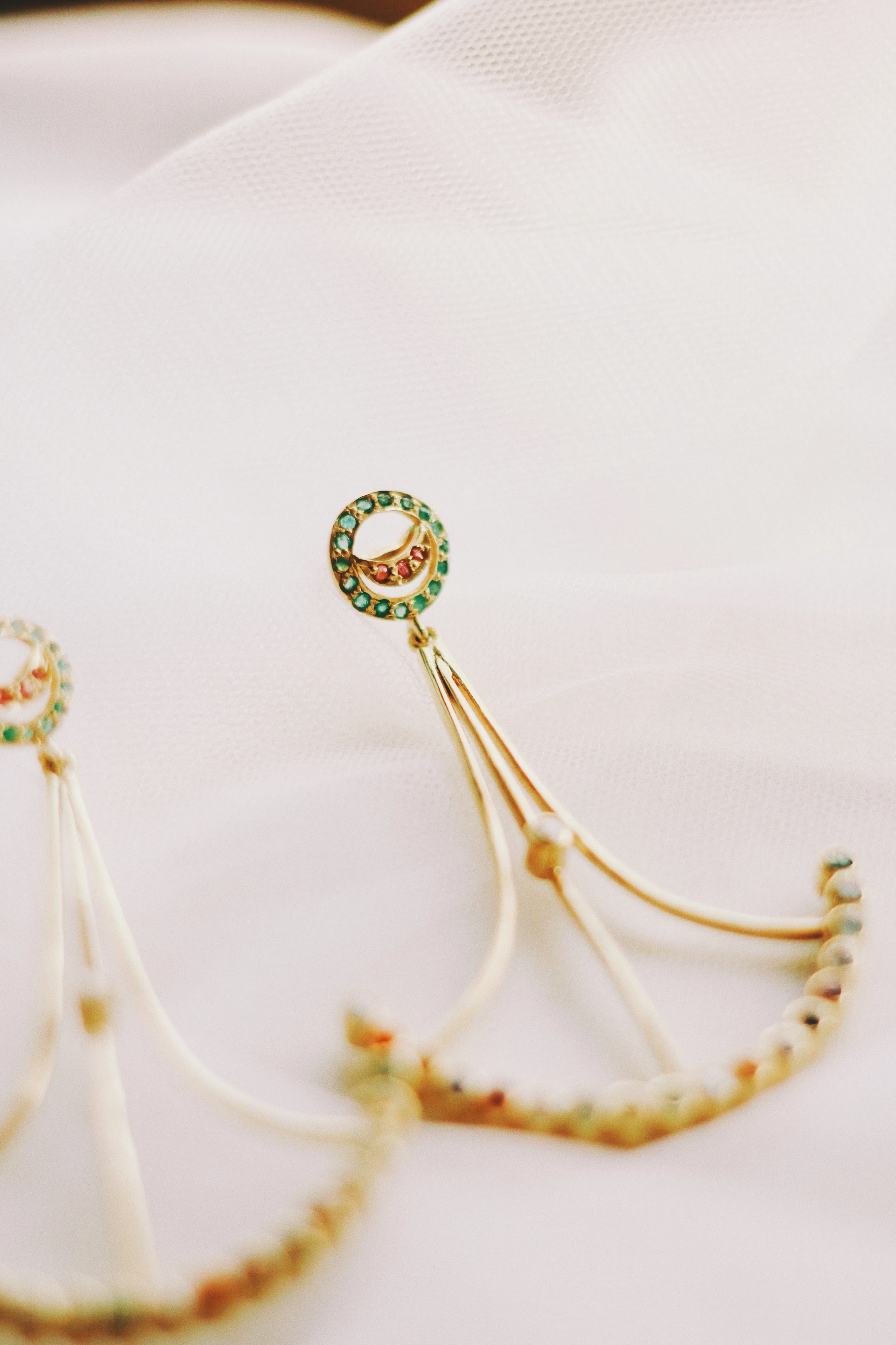 Navaratna Lunar Cycle Chandelier With Moon Stud