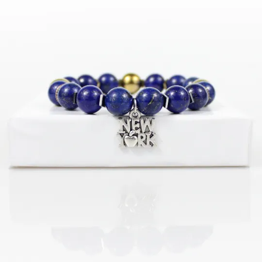 New York Blue Lapis Lazuli Bead Bracelet