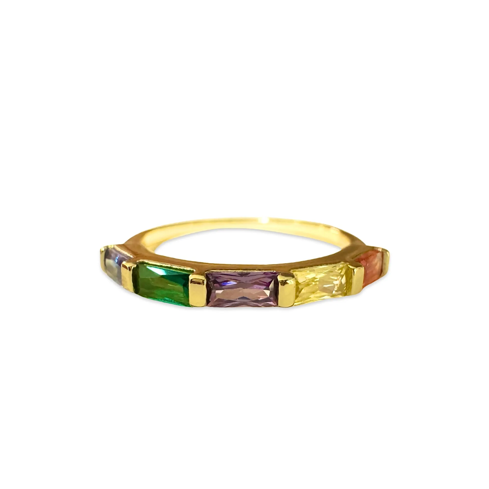 Noelia Half Rainbow Baguette Ring