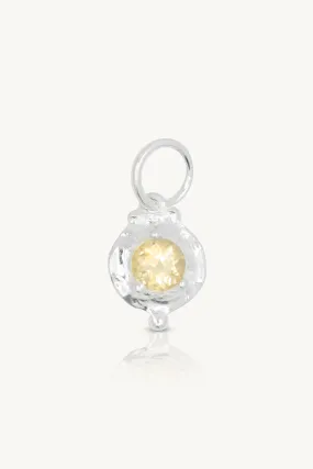 November Citrine Silver Birthstone Necklace Charm