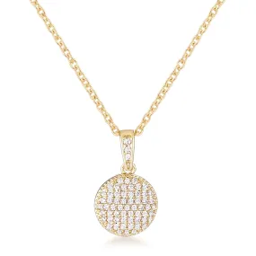 Olva Elegant Gold CZ Disk Pendant