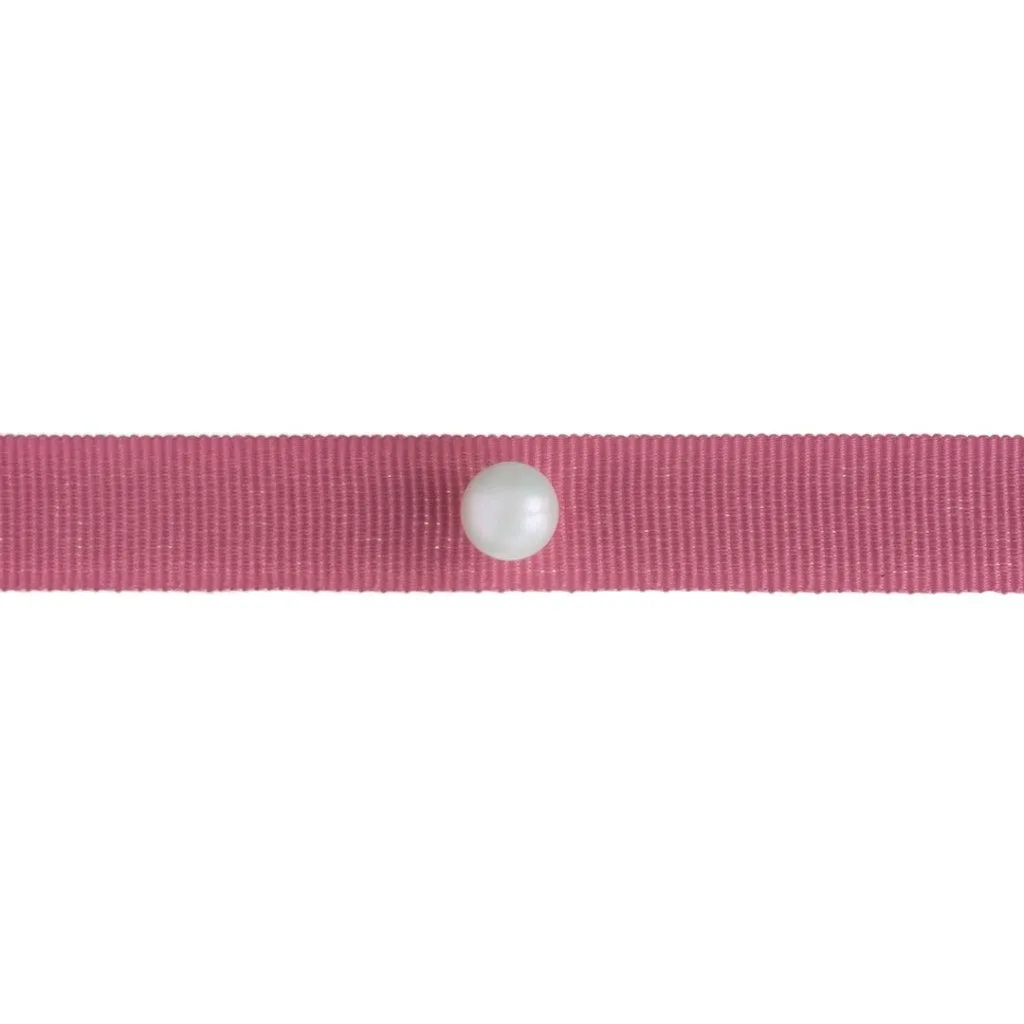 Omnia Solitaire Choker - White Pearl - Dirty Pink Ribbon