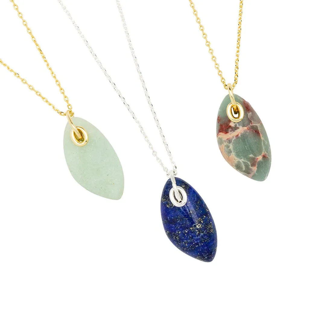 Organic Stone Necklace - Aqua Terra / Gold - Stone of Peace