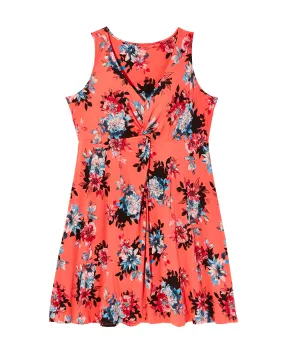 Palmer Knotted Front Dress | Coral / Light Blue