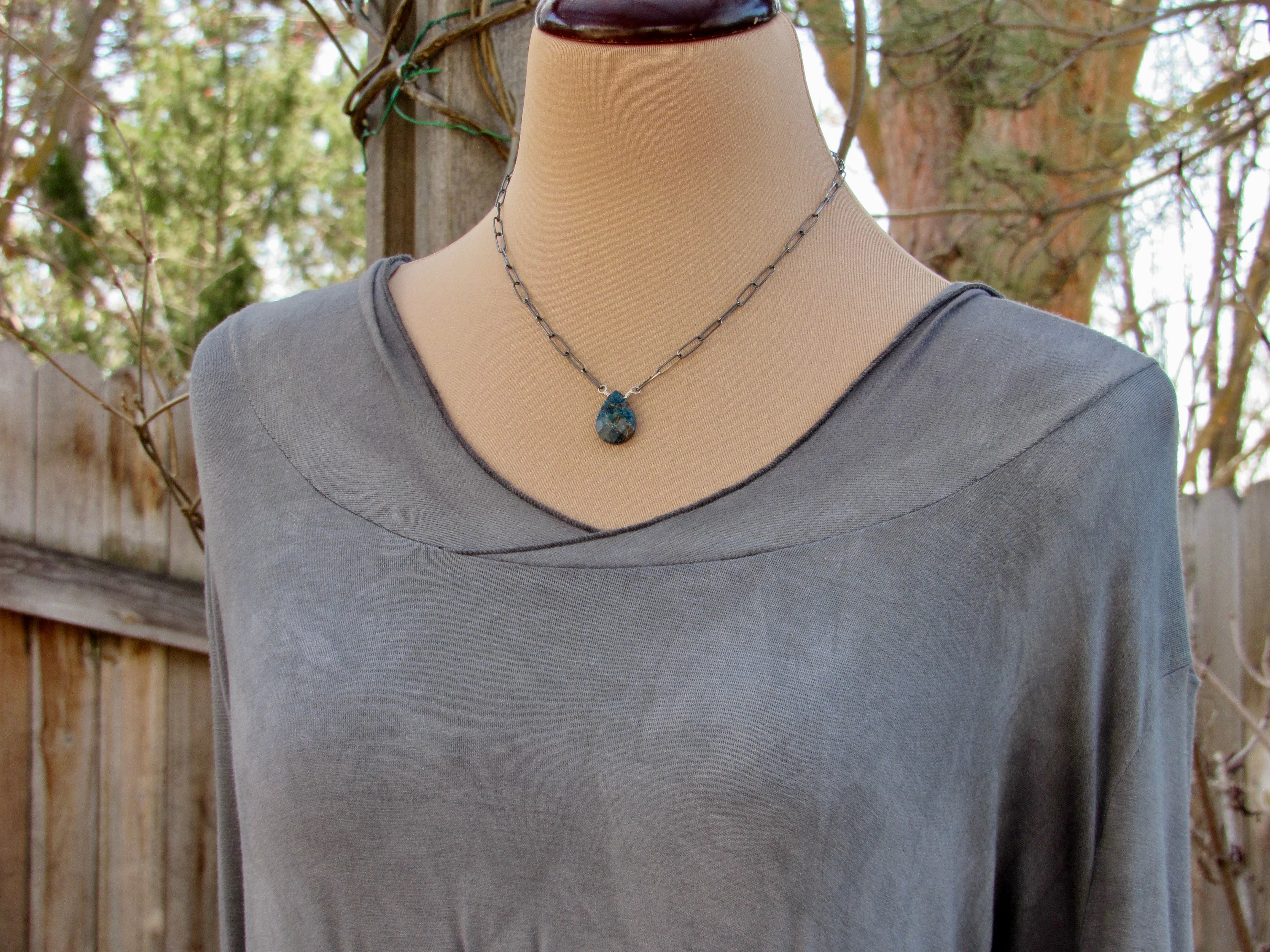 Paperclip Gemstone Necklace