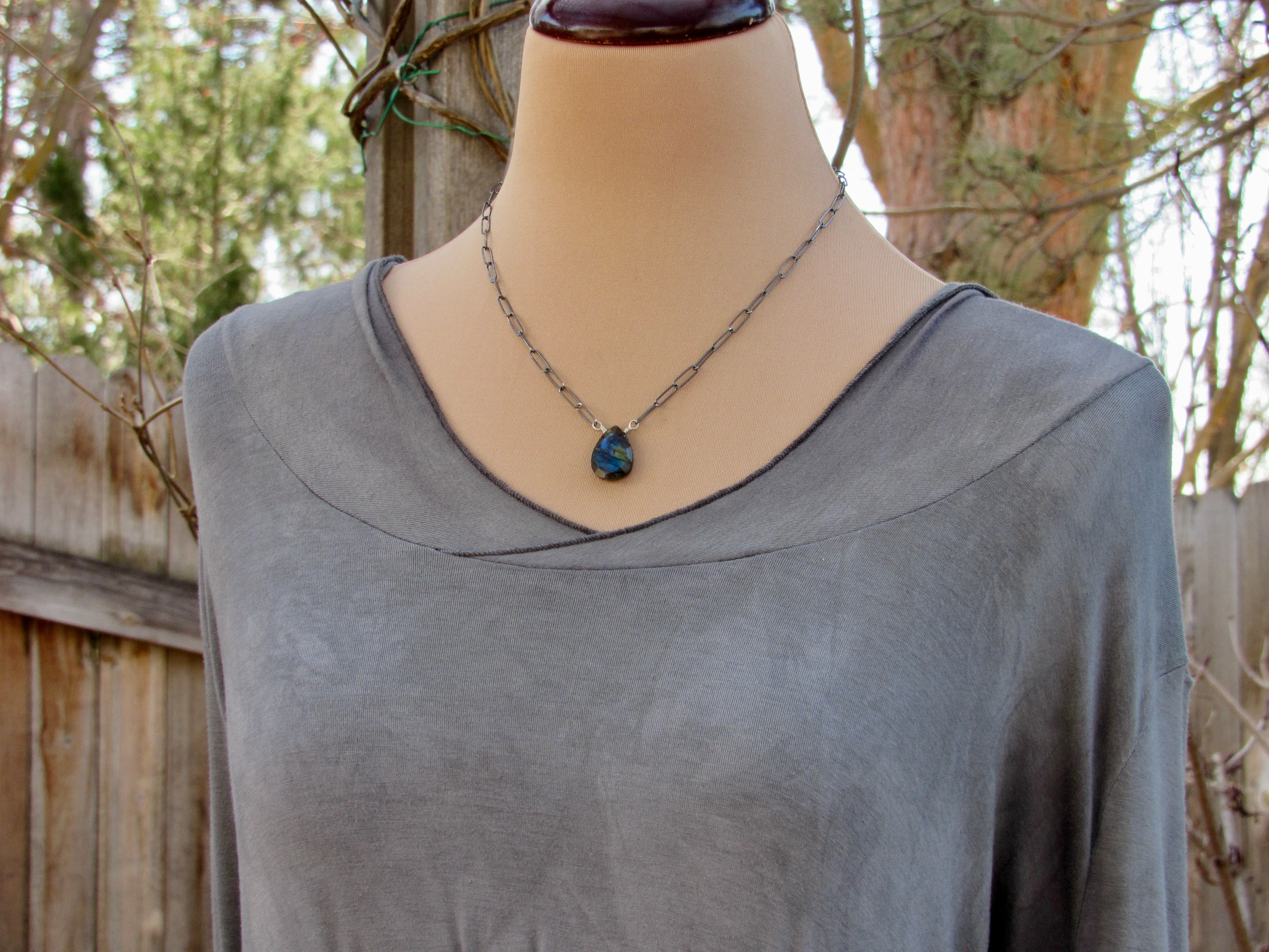 Paperclip Gemstone Necklace