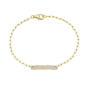 Paperclip Pave Diamond Bar Bracelet