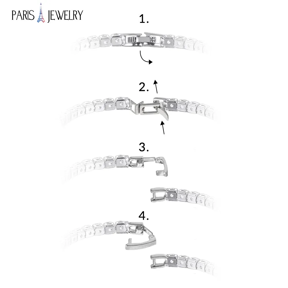 Paris Jewelry 18K White Gold 4 Carat Paris Crystals Round Tennis Bracelet Plated