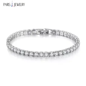 Paris Jewelry 18K White Gold 4 Carat Paris Crystals Round Tennis Bracelet Plated