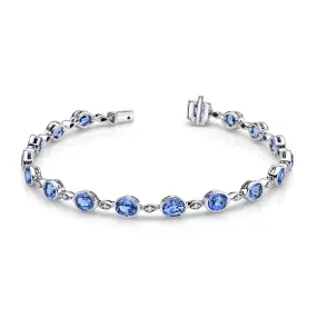 Pastel Blue Sapphire 14kt White Gold Bracelet with Diamonds